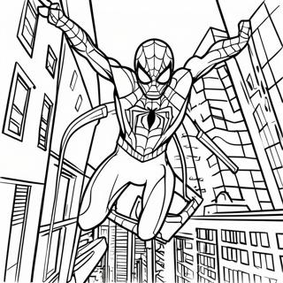 Eisen-Spider schwingt durch die Stadt Ausmalbild | Eisen-Spinne Ausmalbild
