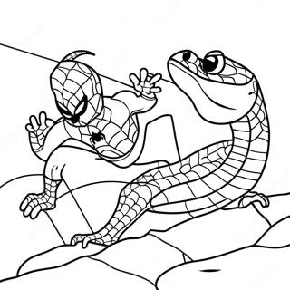 Spiderman gegen Eidechse Ausmalbild | Spiderman Eidechse Ausmalbild
