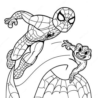 Spiderman und Eidechse Duell Ausmalbild | Spiderman Eidechse Ausmalbild