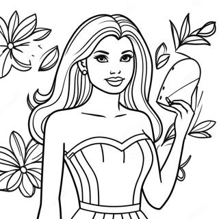 Modische Barbie Puppe Ausmalbild | Barbie Puppe Ausmalbild