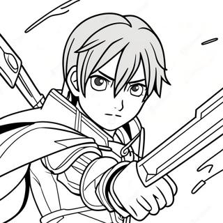 Kirito im epischen Kampf Ausmalbild | Sword Art Online Ausmalbild