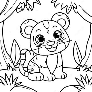Verspielter Baby-Tiger im Dschungel Ausmalbild | Baby Tiger Ausmalbild