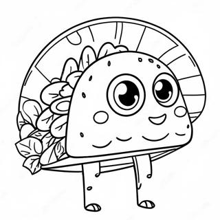Lustiger Taco mit Augen Ausmalbild | Taco Ausmalbild