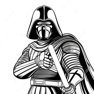 Kylo Ren mit Lichtschwert Ausmalbild | Kylo Ren Ausmalbild