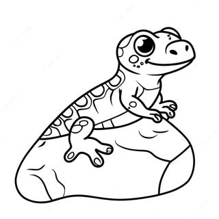Süßer Gecko auf einem Stein Ausmalbild | Gecko Ausmalbild