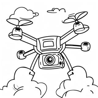 Fliegende Drohne am Himmel Ausmalbild | Drohne Ausmalbild
