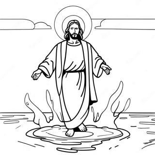 Jesus geht auf dem Wasser Ausmalbild | Jesus Wunder Ausmalbild