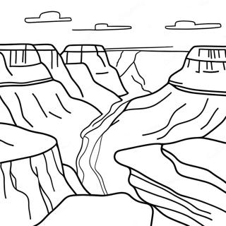 Ausmalbild vom Grand Canyon bei Sonnenuntergang | Grand Canyon Ausmalbild