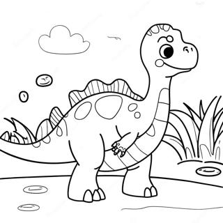 Freundlicher Wasser-Dinosaurier Ausmalbild | Wasser Dinosaurier Ausmalbild