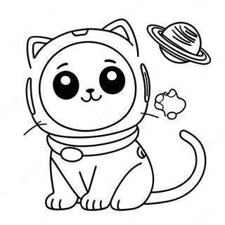 Ausmalbild einer Raumkatze | Weltraumkatze Ausmalbild