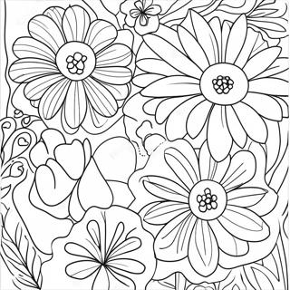 Blumen Ausmalbild Seite an Seite | Nebeneinander Ausmalbild