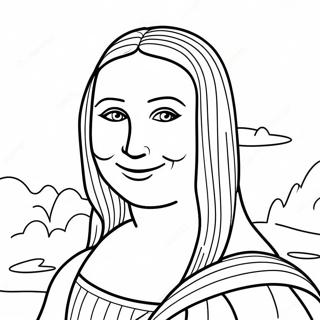 Lächelnde Mona Lisa Ausmalbild | Leonardo da Vinci Ausmalbild