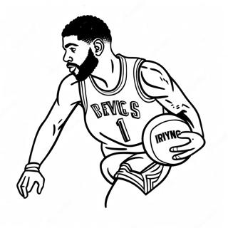 Kyrie Irving dribbelt Basketball Ausmalbild | Kyrie Irving Ausmalbild
