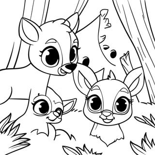 Bambi mit Freunden Ausmalbild | Bambi Ausmalbild