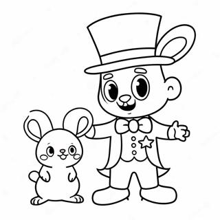Lustiger Magier mit Kaninchen Ausmalbild | Zauberer Ausmalbild