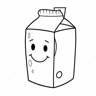 Niedlicher Milchkarton mit Smiley-Gesicht Ausmalbild | Milchkarton Ausmalbild