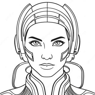 Futuristischer Cyberpunk Charakter Ausmalbild | Cyberpunk Ausmalbild