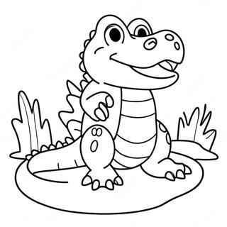Verspielter Montgomery Alligator Ausmalbild | Montgomery Gator Ausmalbild