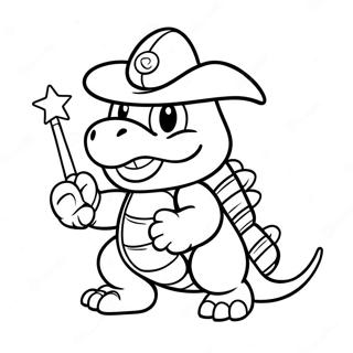 Lemmy Koopa mit buntem Zauberstab Ausmalbild | Lemmy Koopa Ausmalbild