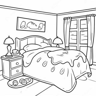 Gemütliches Bett Ausmalbild | Bett Ausmalbild
