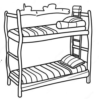 Etagenbett mit bunten Bettwäsche Ausmalbild | Bett Ausmalbild
