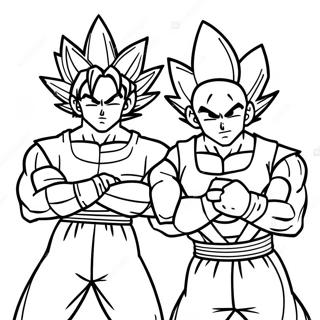 Goku und Vegeta Actionpose Ausmalbild | Goku und Vegeta Ausmalbild
