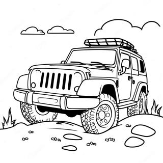 Sportliches SUV Off-Road Abenteuer Ausmalbild | SUV Ausmalbild