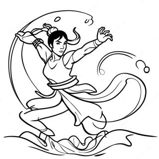 Korra in Wasserbändigungs-Pose Ausmalbild | Korra Ausmalbild