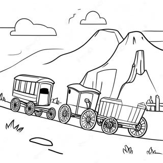 Pionier Wagenzug Reise Ausmalbild | Westliche Expansion Ausmalbild