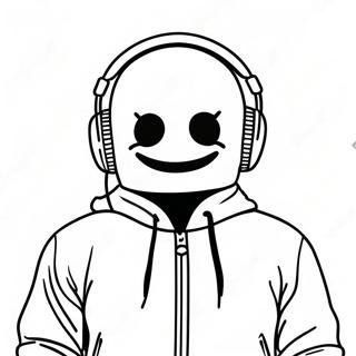 DJ Marshmello mit bunten Kopfhörern Ausmalbild | DJ Marshmello Ausmalbild