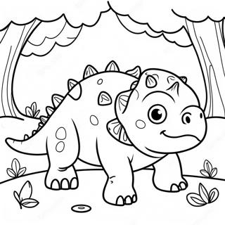Niedlicher Ankylosaurus im Wald Ausmalbild | Ankylosaurus Ausmalbild