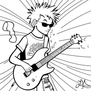 Punk Rock Gitarrist Ausmalbild | Punk Rock Ausmalbild