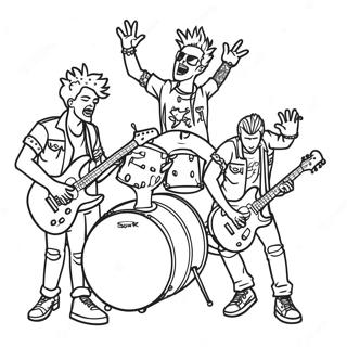 Punk Rock Band spielt live Ausmalbild | Punk Rock Ausmalbild