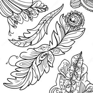 Charmante Boho Feder Ausmalbild | Einfach Boho Ausmalbild
