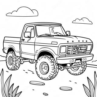 Ford F250 Off-Road Abenteuer Ausmalbild | Ford F250 Ausmalbild