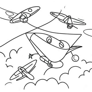 Bunte Flugblätter am Himmel Ausmalbild | Flugblätter Ausmalbild