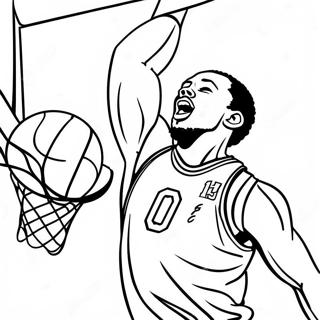 Mavericks Basketballspieler beim Dunking Ausmalbild | Dallas Mavericks Ausmalbild