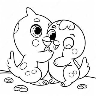 Niedliche Hatchimals, die zusammen spielen Ausmalbild | Hatchimals Ausmalbild
