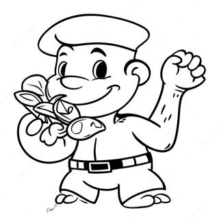 Popeye beim Spinatessen Ausmalbild | Popeye Ausmalbild