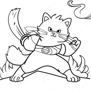 Fierce Warrior Cat in Battle Ausmalbild | Krieger Katze Ausmalbild