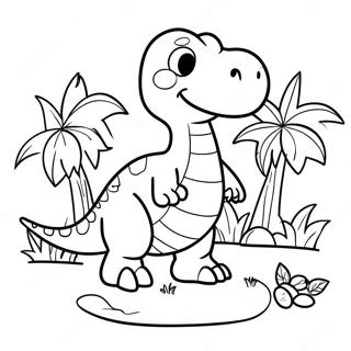 Dinosaurier Ostereiersuche Ausmalbild | Dinosaurier Ostern Ausmalbild