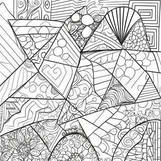 Bunte Dreiecksmuster Ausmalbild | Dreieck Ausmalbild