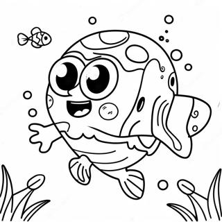 Niedlicher Baby SpongeBob Unterwasser Ausmalbild | Baby SpongeBob Ausmalbild