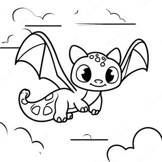 Zahnloser Drache fliegend im Himmel Ausmalbild | Zahnlos Ausmalbild