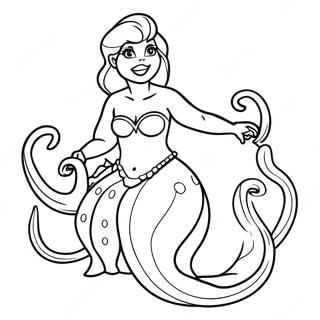 Ursula mit bunten Tentakeln Ausmalbild | Ursula Ausmalbild