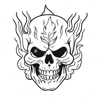 Flammendes Schädel Tattoo Ausmalbild | Schädel Tattoo Ausmalbild