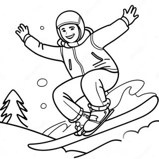 Fröhlicher Snowboarder Ausmalbild | Wintersport Ausmalbild