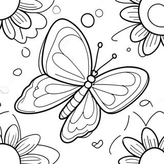 Buntes Schmetterling Pollinator Ausmalbild | Bestäuber Ausmalbild