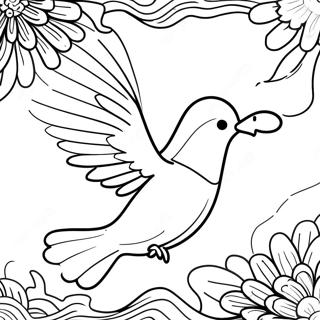 Elegante Taube im Flug Ausmalbild | Taube Ausmalbild