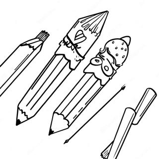 Liebenswerter Bleistift und Radiergummi Ausmalbild | Niedrige Schulmaterialien Ausmalbild